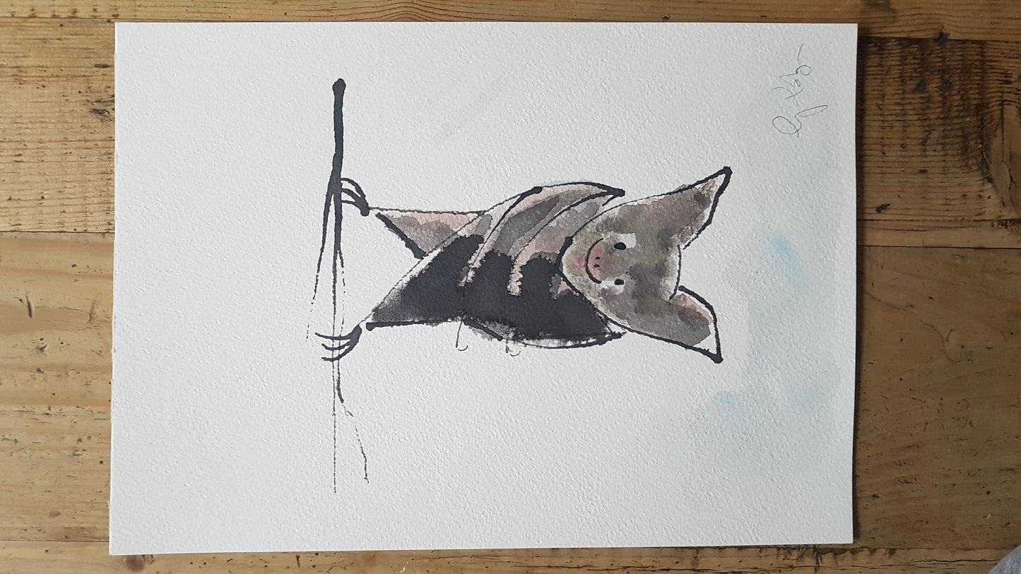 Original A4 Watercolour of totally batty