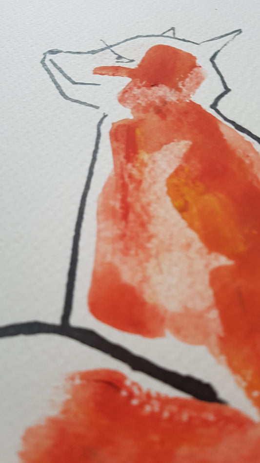 Original A4 Watercolour of total fox