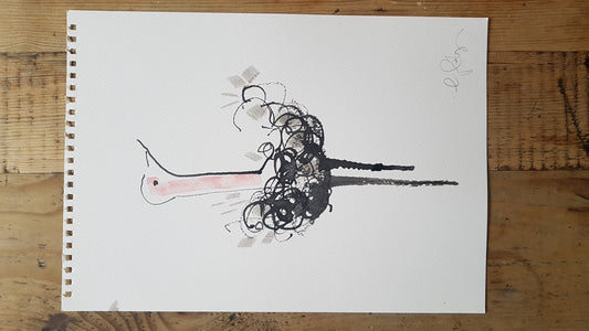 Original A4 Watercolour of ostrich