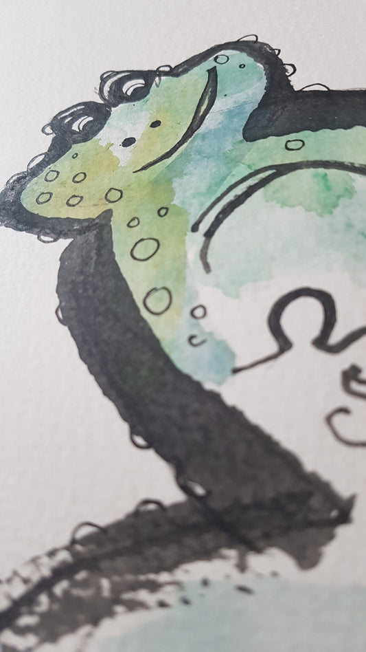 Original A4 Watercolour of hoppy birthday