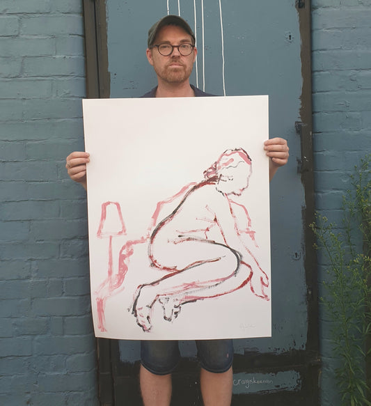 Girl reaching on the bed