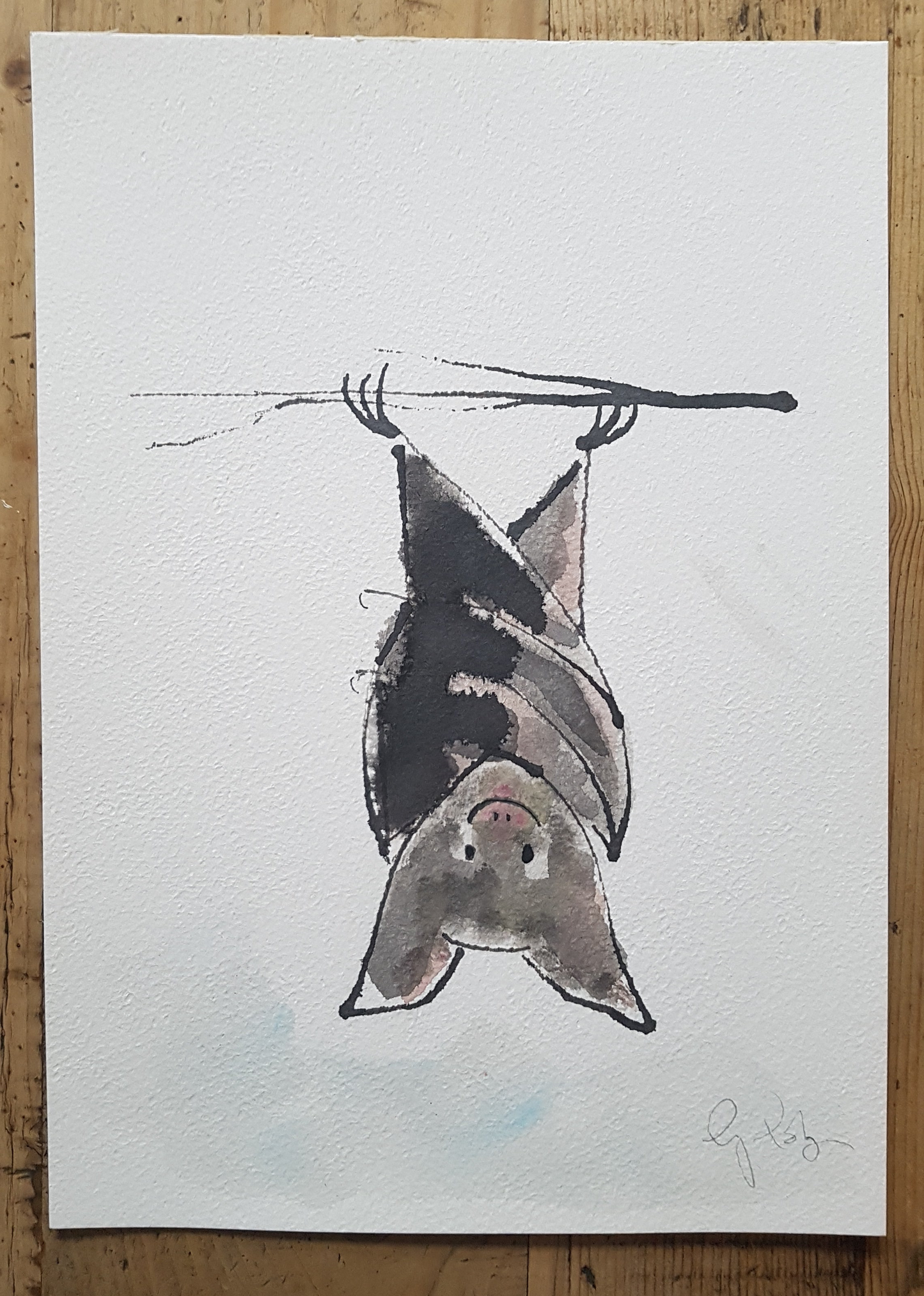 Original A4 Watercolour of totally batty