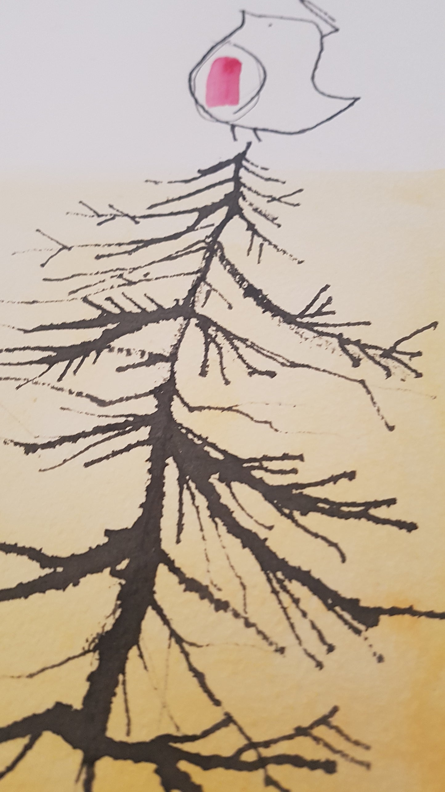 Original A4 Watercolour Robin on a tree