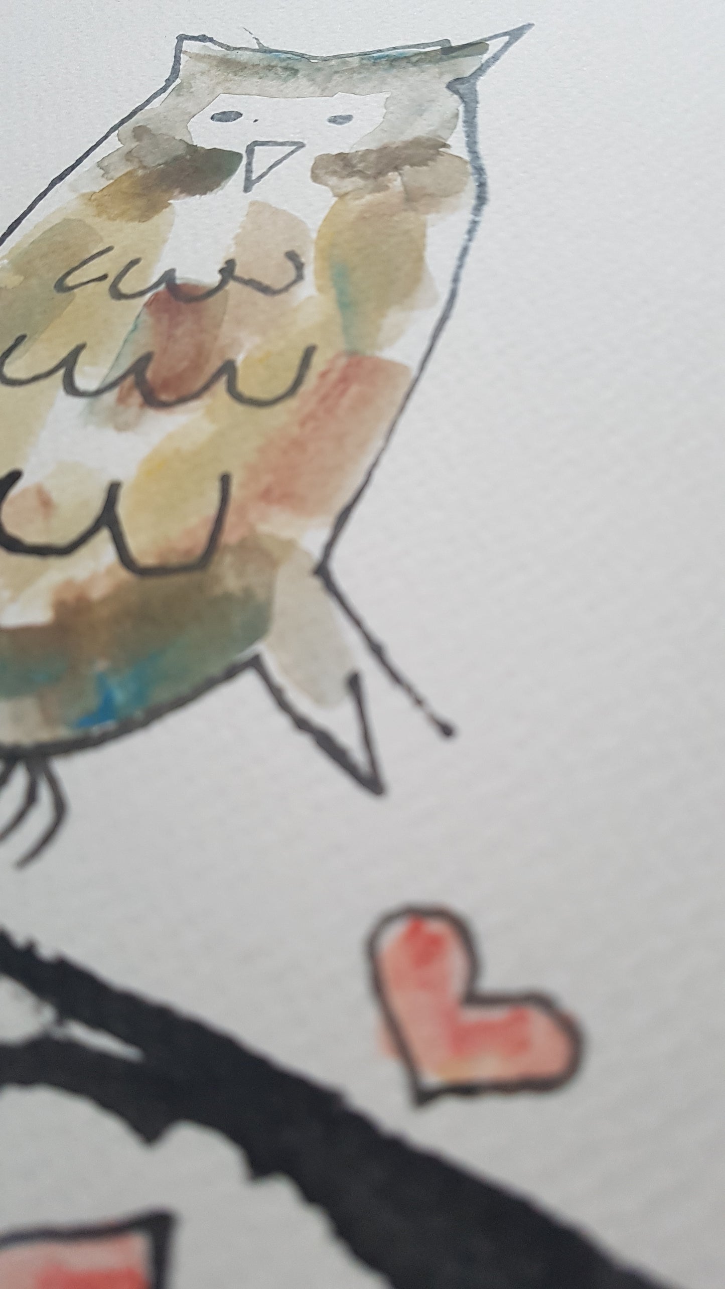 Original A4 Watercolour of owlways love you
