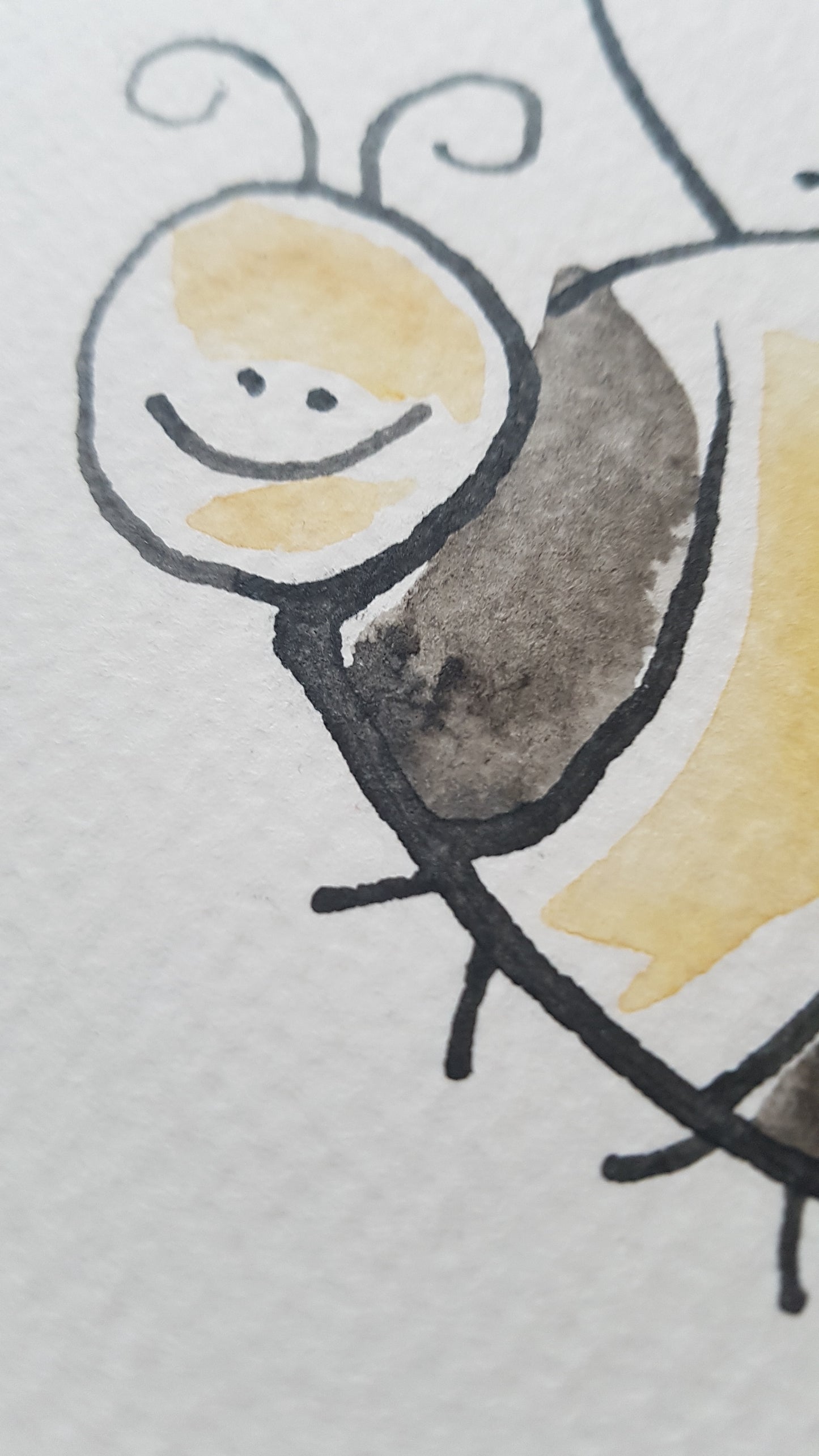 Original A4 Watercolour of happy beeday
