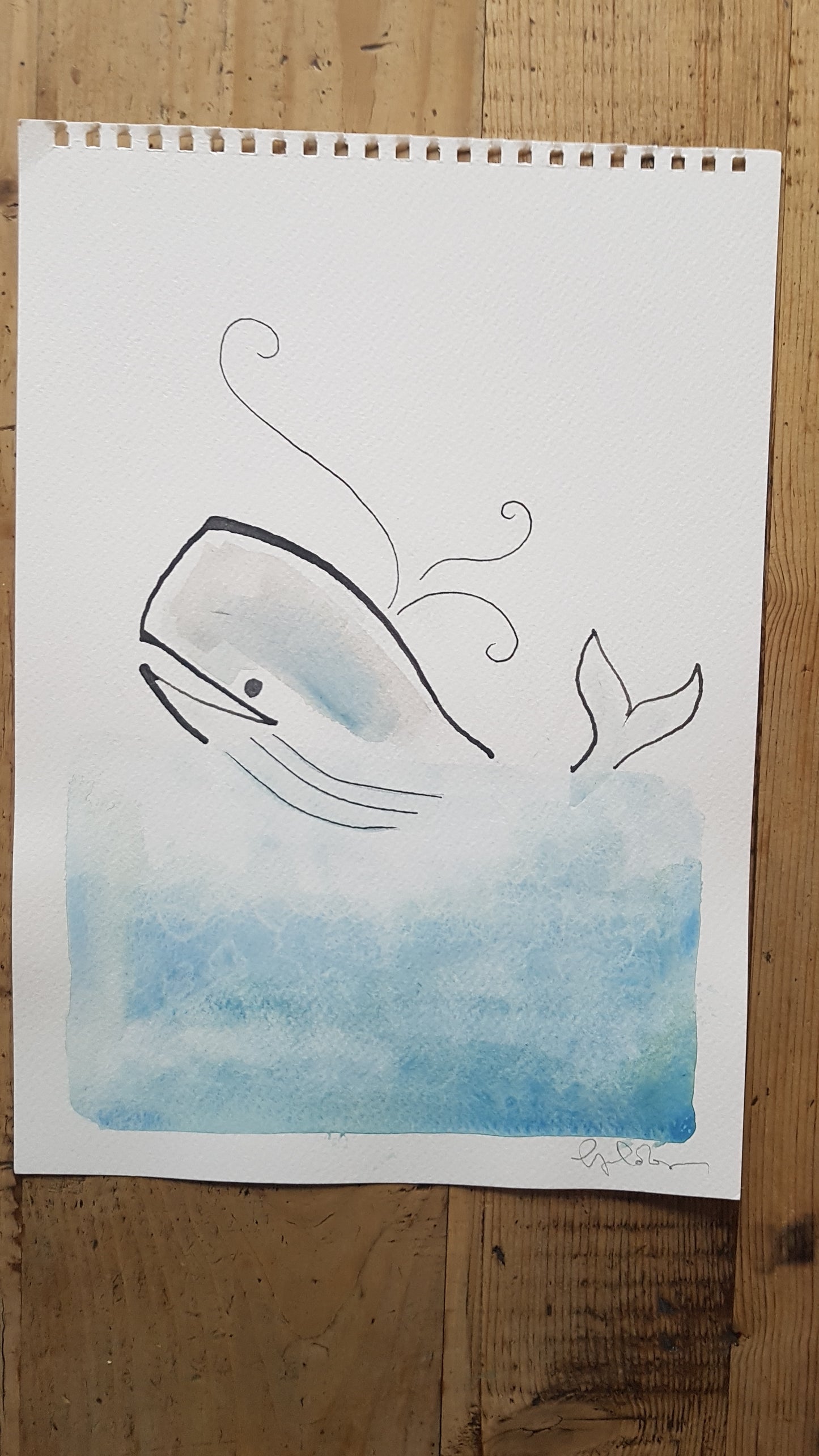 Original A4 Watercolour whale done