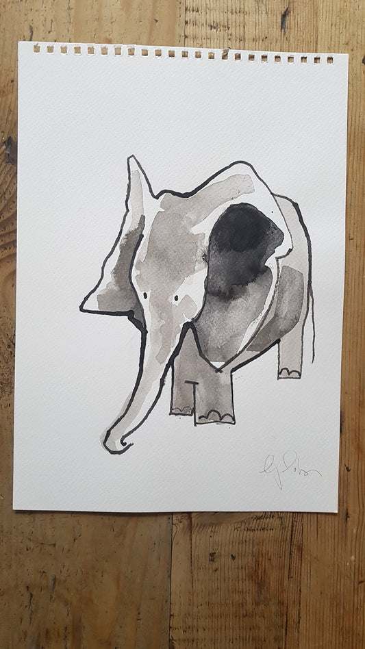 Original A4 Watercolour of an irrelephant card