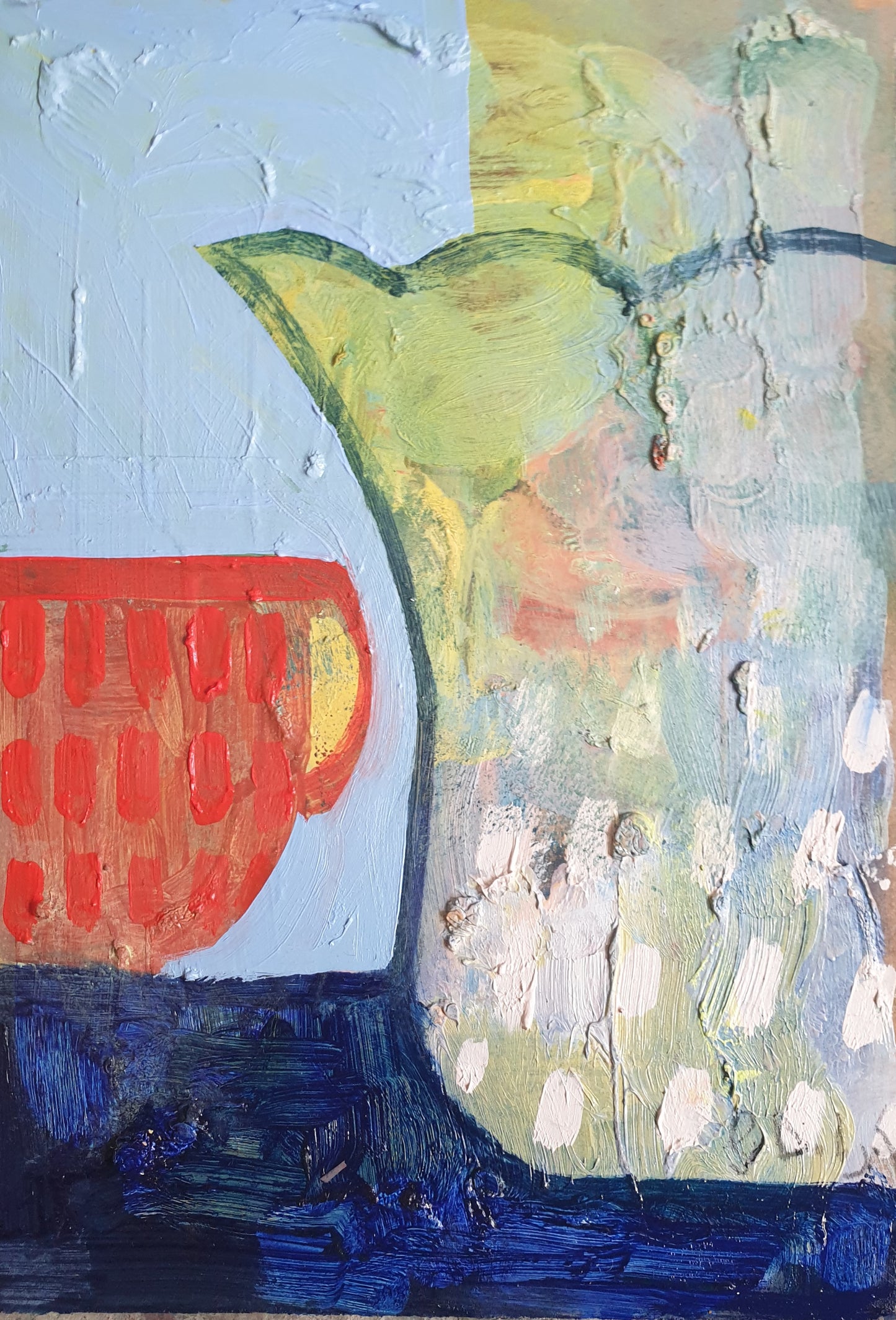 Red cup and glass vase